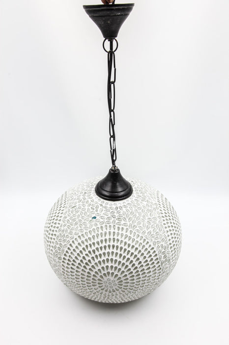 Lamp round white patterned 35 cm