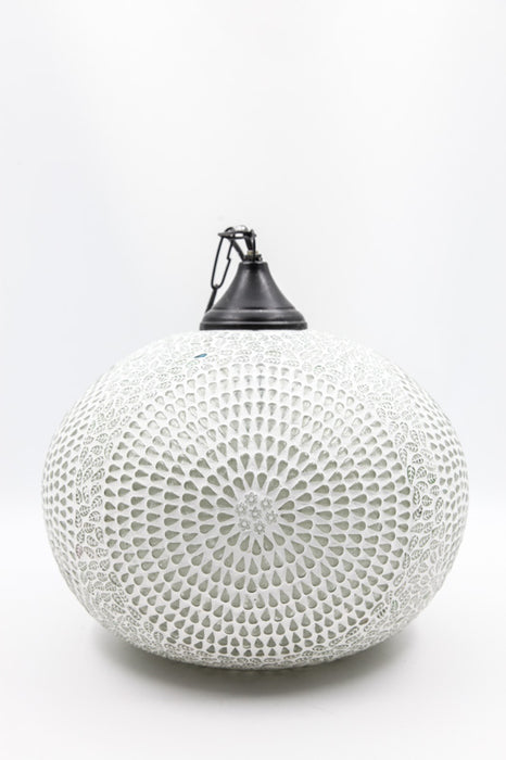 Lamp round white patterned 35 cm