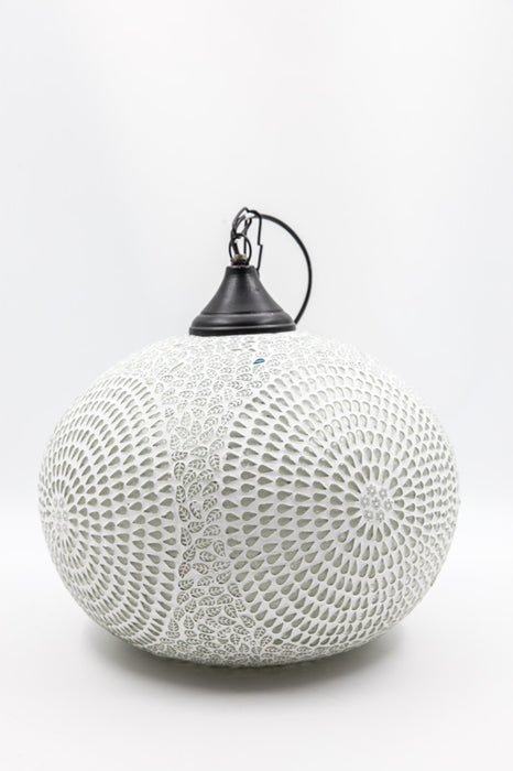 Lamp round white patterned 35 cm