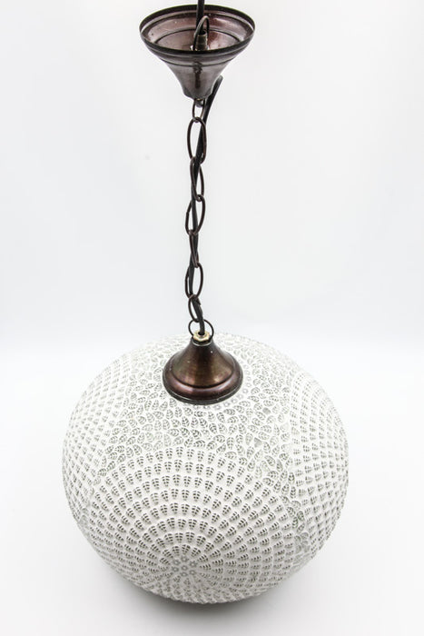 Lamp round white patterned 35 cm