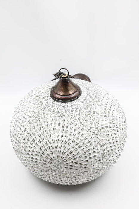 Lamp round white patterned 35 cm