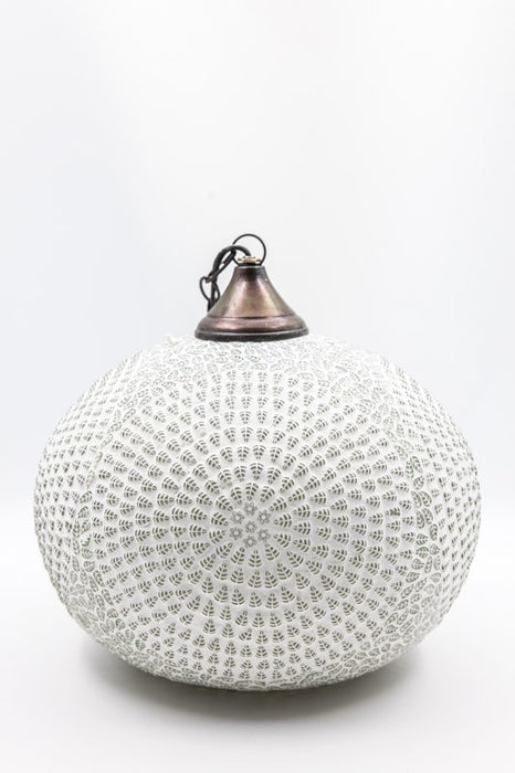 Lamp round white patterned 35 cm