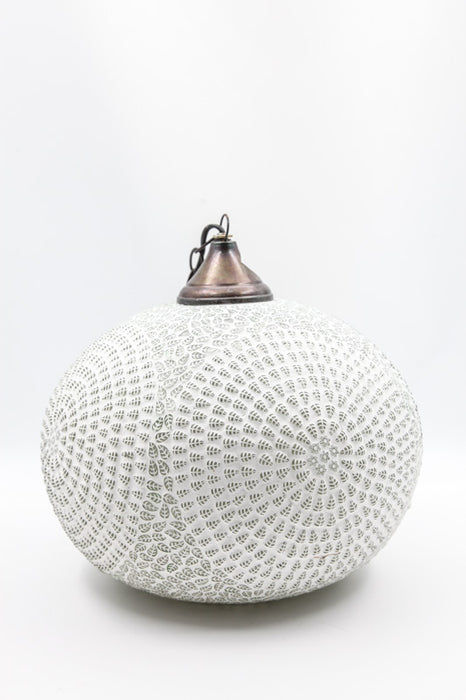 Lamp round white patterned 35 cm