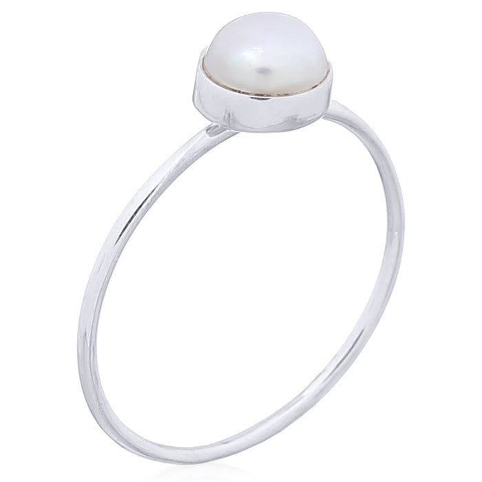 Bague argent perle d'eau douce ronde