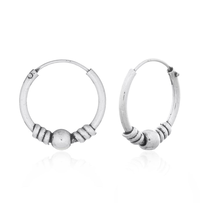 Boucle d'oreille argent Créole Bali 16mm