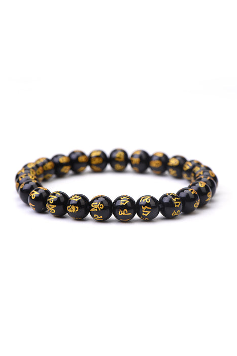 Bracelet 8mm mantra black agate 19 cm