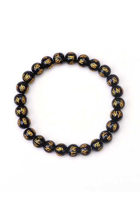 Bracelet 8mm mantra black agate 19 cm