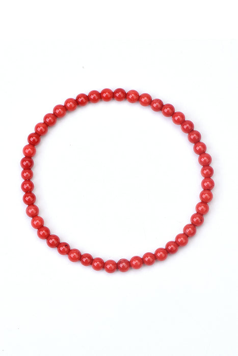 Bracelet 4mm red coral 18 cm