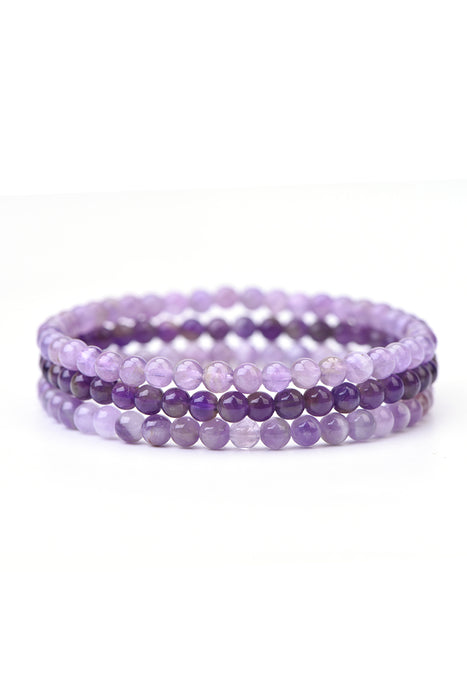 Bracelet CALM serti 4mm dent de chien améthyste, améthyste, améthyste violette, 18 cm