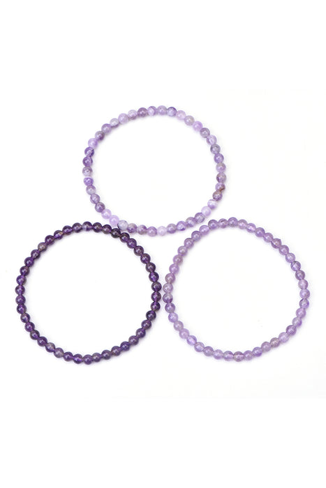 Bracelet CALM serti 4mm dent de chien améthyste, améthyste, améthyste violette, 18 cm