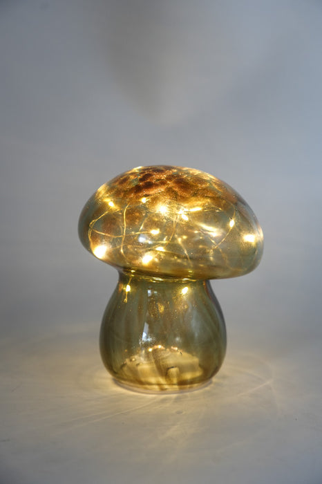 Lampe LED champignon verte 13,5x13,5x16cm
