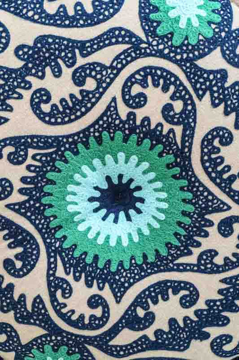 Puff bestickt blau/türkis 60x20 cm