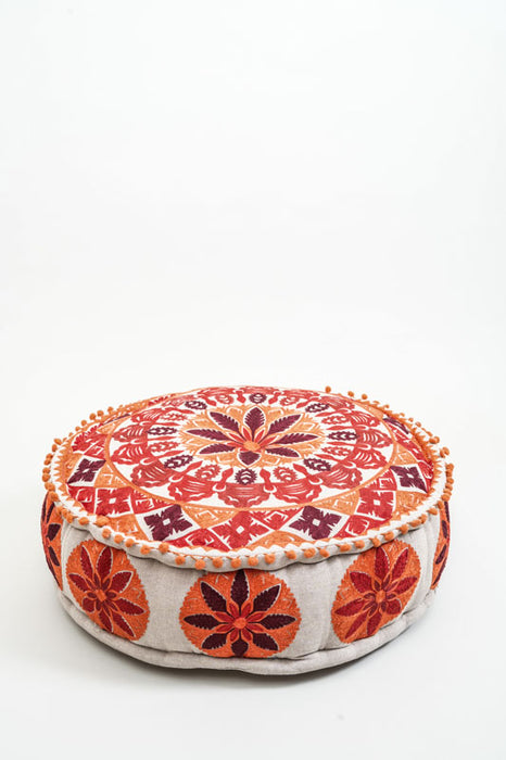 Puff bestickt rot/orange 60x20 cm