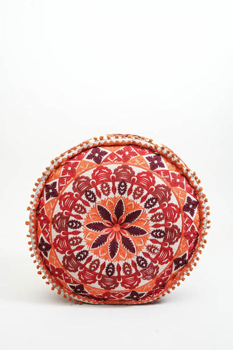 Puff bestickt rot/orange 60x20 cm