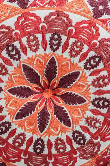 Puff bestickt rot/orange 60x20 cm