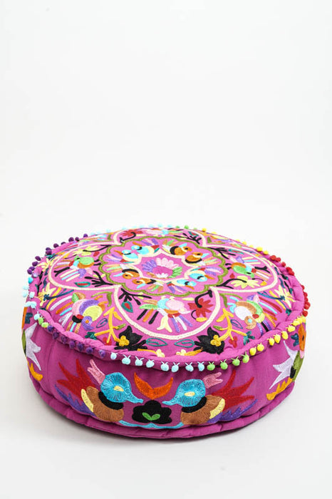 Puff bestickt lila/multicolor 60x20 cm