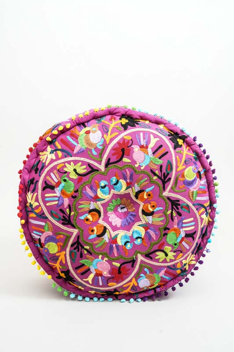 Puff bestickt lila/multicolor 60x20 cm