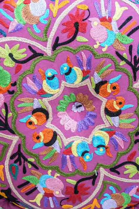 Puff bestickt lila/multicolor 60x20 cm