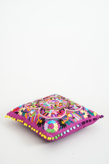 Zierkissen bestickt lila/multicolor 40x40 cm