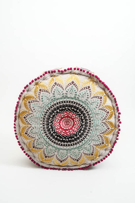 Puff bestickt schwarz/rot/grün/gelb 60x20 cm