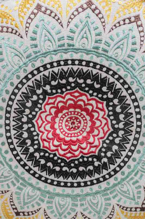Puff bestickt schwarz/rot/grün/gelb 60x20 cm