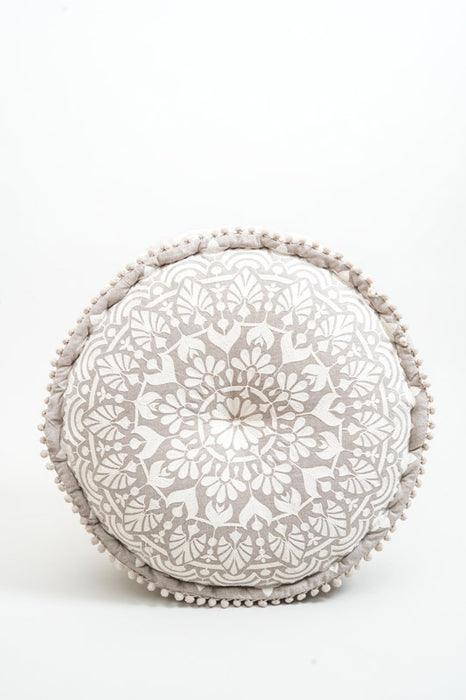 Puff bestickt offwhite 60x20 cm