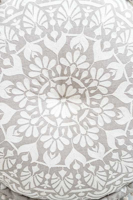 Puff bestickt offwhite 60x20 cm