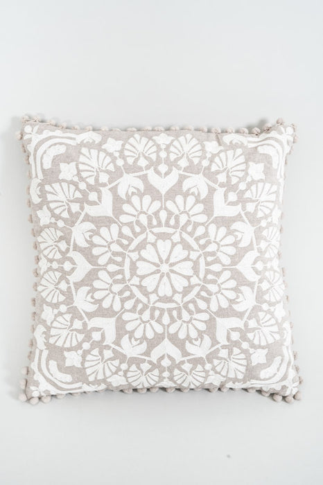 Decorative cushion embroidered off-white 40x40 cm