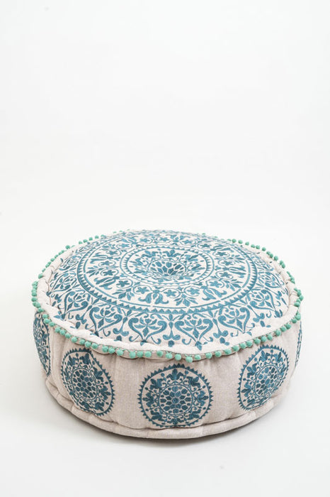 Puff bestickt petrol 60x20 cm