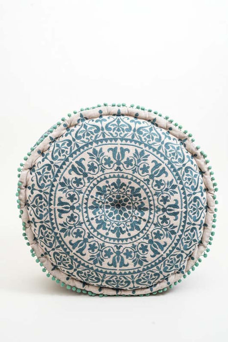 Puff bestickt petrol 60x20 cm