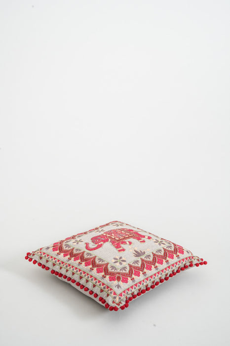 Decorative cushion embroidered Elephant red/multicolor 40x40 cm