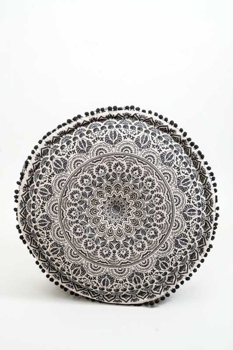 Puff bestickt grau 60x20 cm