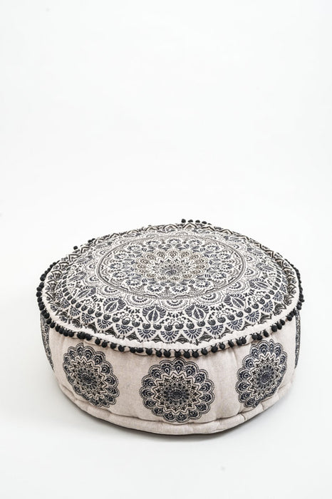 Puff bestickt grau 60x20 cm