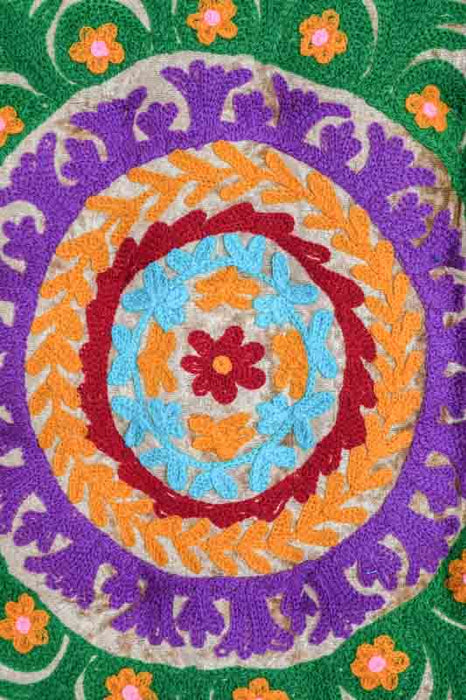 Coussin d'assise velours Gaddi brodé jaune/multicolore 40x40 cm