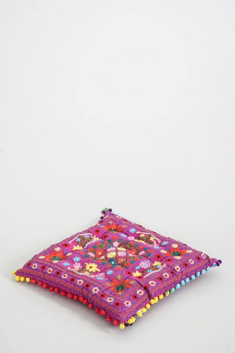 Coussin d'assise Gaddi brodé rouge/multicolore 40x40 cm