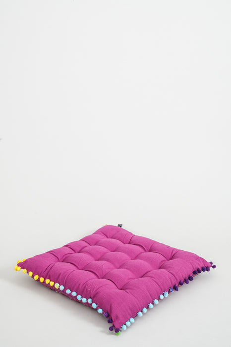 Coussin d'assise Gaddi brodé rouge/multicolore 40x40 cm