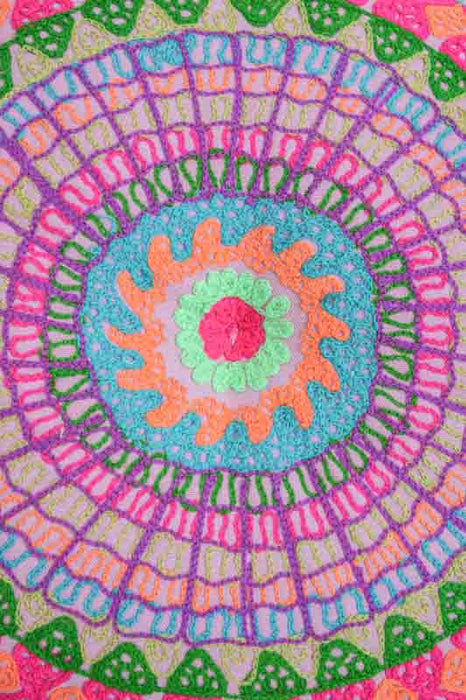 Coussin d'assise rond Gaddi brodé violet/multicolore 40 cm