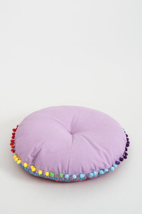 Coussin d'assise rond Gaddi brodé violet/multicolore 40 cm