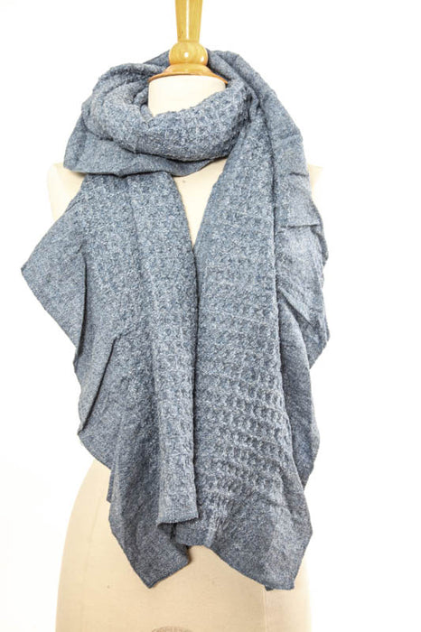 Scarf cashmere/wool/viscose denim blue 45 x 210 cm