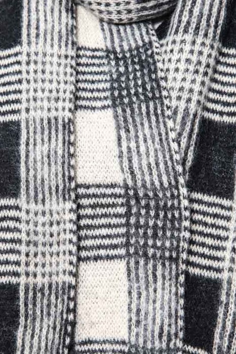 Scarf cashmere/wool/viscose checked black/beige 50 x 190 cm