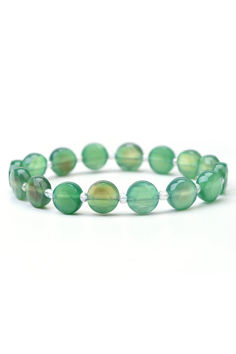 Armband 8 mm grüner Achat mit Glasperlenteiler, 19 cm