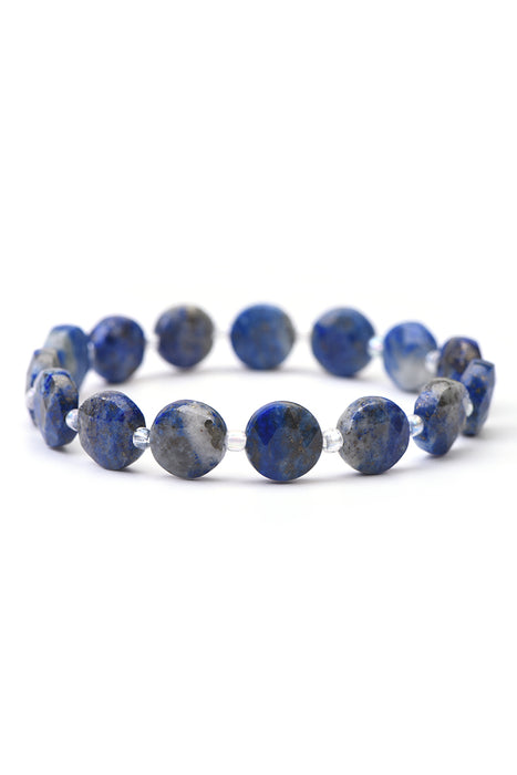 Armband 8 mm Lapis Lazuli mit Glasperlenteiler, 19 cm