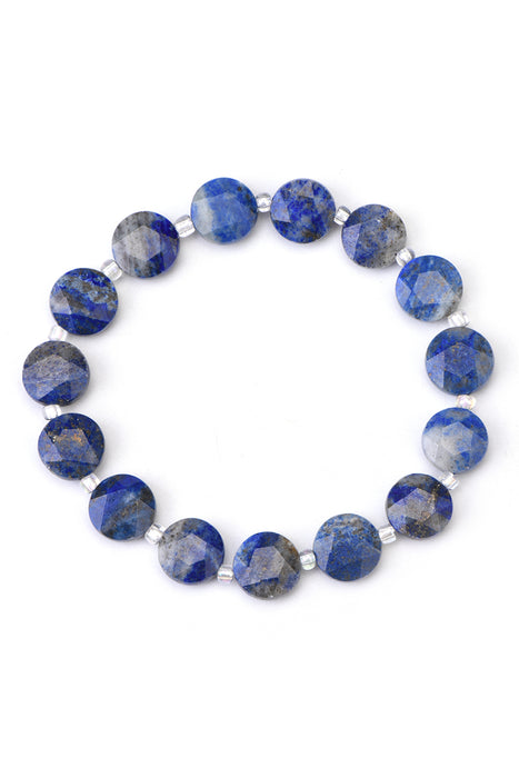 Armband 8 mm Lapis Lazuli mit Glasperlenteiler, 19 cm