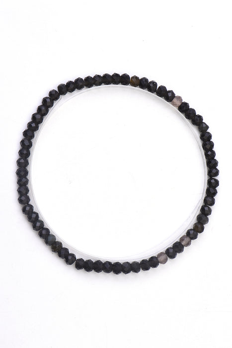 Bracelet 4mm black obsidian, 18 cm