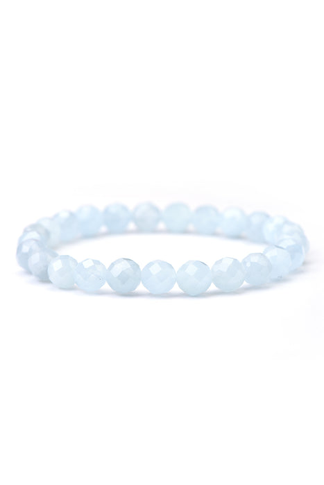 Bracelet aigue-marine 8mm classe AAA, 19 cm