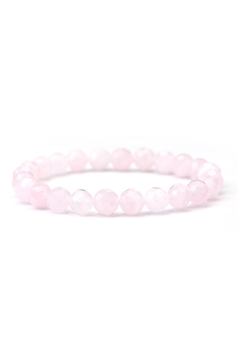 Bracelet 8mm quartz rose de Madagascar classe AAA, 19 cm