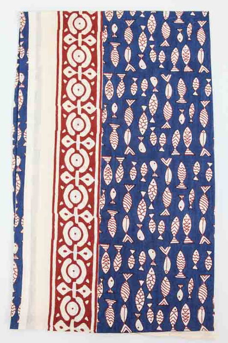 Sarong Baumwolle blau gemustert 100x180 cm