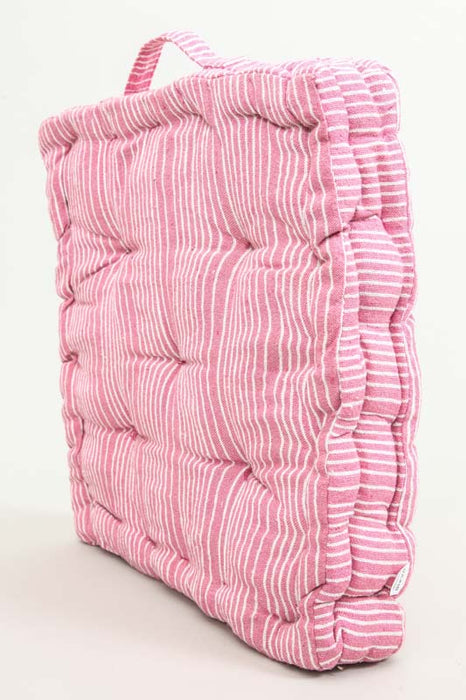 Set of 2 Cachet Hit seat cushions, coral/white, 40x40x7 cm