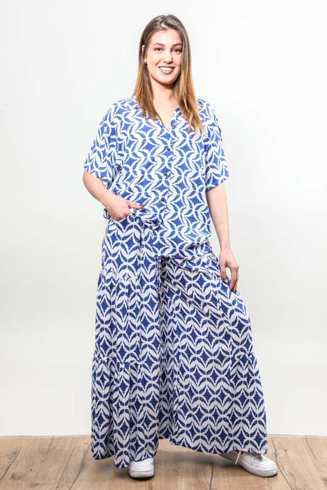 Pantalon à motifs Kuda Bali Batik blanc/bleu - Taille unique