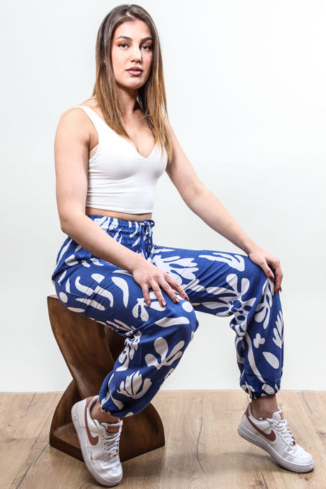 Pantalon Aladdin Bali Batik bleu/blanc - Taille unique
